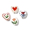 Handmade Porcelain Beads, Hand Painted Ceramic Beads, Heart, Famille Rose Porcelain, Heart, 14x14.5~15x6.5~7mm, Hole: 3mm