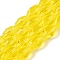 Transparent Glass Beads Strands, Faceted, Oval, Yellow, 8x5.5mm, Hole: 1mm, about 68~70pcs/strand, 20.07~20.86 inch(51~53cm)