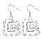 Screw Shape Brass Dangle Earrings, Silver Color Plated, 36x20mm