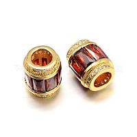 Column Brass Micro Pave Cubic Zirconia European Bead&nbsp;ZIRC-N017-21G-NR