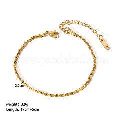 Stylish 304 Stainless Steel Rolo Chain Bracelets for Women, Real 18K Gold Plated, 6-3/4 inch(17cm)