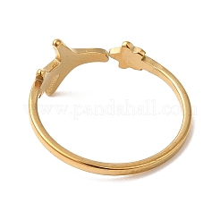 Ion Plating(IP) 304 Stainless Steel Star & Airplane Open Cuff Ring for Women&nbsp;X-RJEW-M149-12G