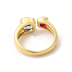 Cubic Zirconia Square Open Cuff Ring&nbsp;RJEW-A015-07G