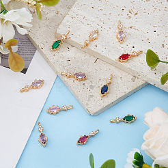 16Pcs 8 Colors Brass Micro Pave Cubic Zirconia Pendants&nbsp;KK-HS0001-89