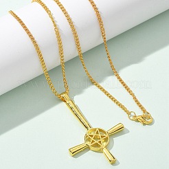 Christian Upside Down Cross & Star Alloy Pendant Pendant Twisted Chain Necklaces for Women&nbsp;NJEW-NH0001-03G