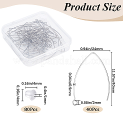 40Pcs 304 Stainless Steel Earring Hooks&nbsp;STAS-SP0001-40P