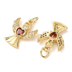 Brass Micro Pave Orange Red Cubic Zirconia Pendants&nbsp;CU-E003-13G-A