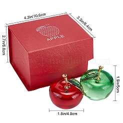 2Pcs 2 Colors Apple Glass Home Ornaments&nbsp;DJEW-NB0001-31