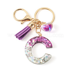 Alloy Resin Heart Keychains&nbsp;KEYC-TADJ0002-01G-C