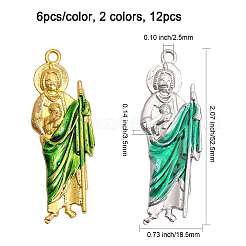 12Pcs 2 Colors Alloy Enamel Big Pendants&nbsp;ENAM-CA0001-54