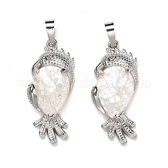 Eco-Friendly Rack Plating Brass Natural White Shell Pendants&nbsp;SSHEL-M020-01P-05