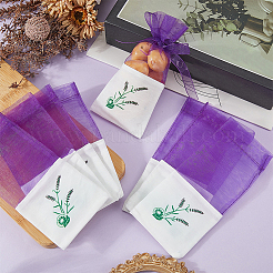 25Pcs Printed Cotton Organza Dried Flower Storage Drawstring Bags with Ribbon&nbsp;ABAG-SP0001-56A
