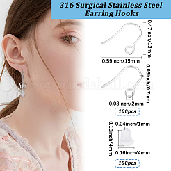 100Pcs 316 Surgical Stainless Steel Earring Hooks&nbsp;STAS-BBC0010-63P