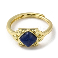 Adjustable Natural Mixed Gemstone Rhombus Finger Rings&nbsp;RJEW-M155-08G