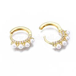 Brass Micro Pave Cubic Zirconia Huggie Hoop Earrings&nbsp;EJEW-T014-30G-NF