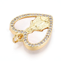 Brass Micro Pave Clear Cubic Zirconia Pendants&nbsp;KK-N268-48G