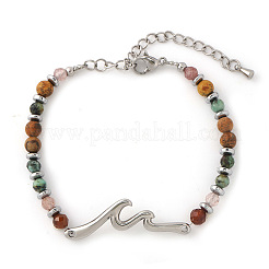 304 Stainless Steel Wave Link Bracelets&nbsp;NC8971-1