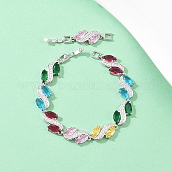 Platinum Tone Brass Micro Pave Cubic Zirconia Tennis Bracelets&nbsp;BJEW-B160-12P