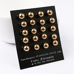 304 Stainless Steel Ball Stud Earrings&nbsp;EJEW-5558-8mm-G
