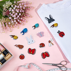 26Pcs 13 Styles Insects Theme Polyester Embroider Thread Iron on Sew On Patches&nbsp;PATC-BC0001-34