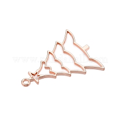 Rack Plating Alloy Open Back Bezel Pendants&nbsp;X-PALLOY-Q351-10RG-FF