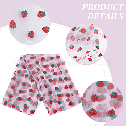 Strawberry Pattern Polyester Mesh Lace Fabric&nbsp;DIY-WH0419-42