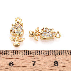 Brass Micro Pave Clear Cubic Zirconia Pendants&nbsp;KK-T074-112C-G
