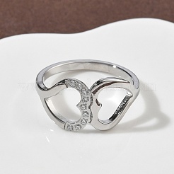 304 Stainless Steel Cubic Zirconia Finger Rings for Women&nbsp;RJEW-F189-05P