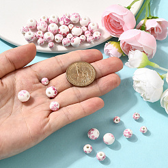 3 Styles Floral Printed Porcelain Beads&nbsp;PORC-SP0001-08