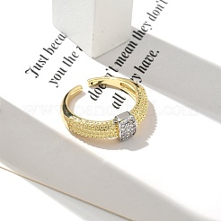Brass Micro Pave Clear Cubic Zirconia Cuff Finger Rings for Women&nbsp;RJEW-B112-04GP