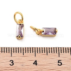 Brass Micro Pave Cubic Zirconia Charms&nbsp;ZIRC-F111-03G-12