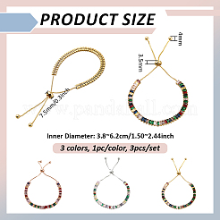 3Pcs 3 Colors Brass Pave Cubic Zirconia Beads Slider Bracelets for Women&nbsp;BJEW-GO0001-07