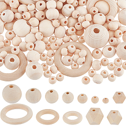 650Pcs 13 Styles Natural Unfinished Wood Beads&nbsp;WOOD-PA0001-33