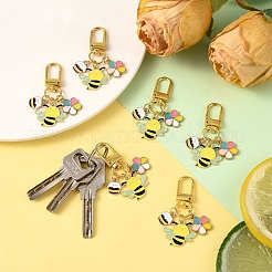 6Pcs Alloy Enamel Bees & Flower & Honey Jar Pendant Decorations&nbsp;HJEW-YW00457