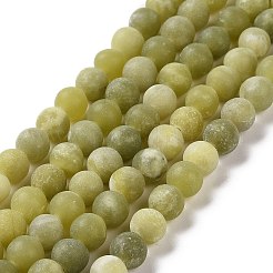 Round Frosted Natural TaiWan Jade Bead Strands&nbsp;G-M248-6mm-02