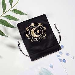 2Pcs Moon Printed Velvet Drawstring Storage Bags for Tarot Card&nbsp;ABAG-CN0001-79B