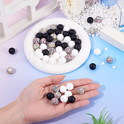 60pcs 4 Styles Silicone Beads Round Rubber Bead 15MM Loose Spacer Beads for DIY Supplies Jewelry Keychain Making&nbsp;FIND-TA0010-30B