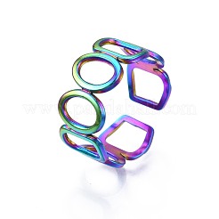 304 Stainless Steel Ring & Rectangle Wrap Cuff Ring&nbsp;RJEW-N038-087