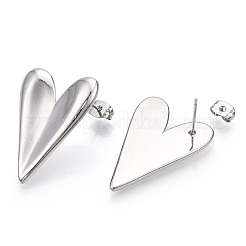 Heart Brass Stud Earrings for Women&nbsp;EJEW-F311-02P