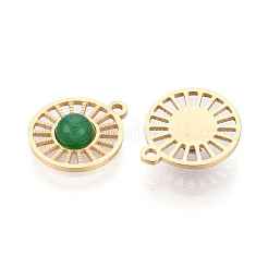 Dyed Natural White Jade Flat Round Charms&nbsp;STAS-N123-03G-03