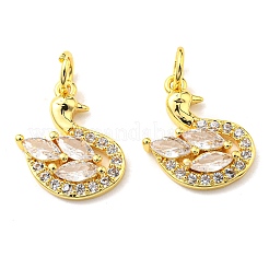 Rack Plating Brass Micro Pave Cubic Zirconia Pendants&nbsp;KK-D036-18G