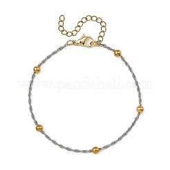 Duo Tone 304 Stainless Steel Round Ball Rope Chain Bracelets&nbsp;BJEW-JB14366