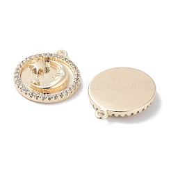 Brass Micro Pave Clear Cubic Zirconia Pendants&nbsp;KK-F871-30G