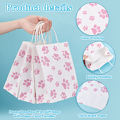 Rectangle with Paw Print Pattern Paper Storage Bags with Handle&nbsp;ABAG-WH0046-39C