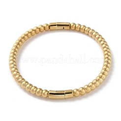 Rack Plating Brass Round Beaded Hinged Bangles&nbsp;BJEW-M039-05G