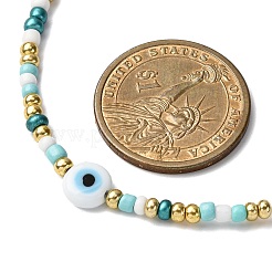 Handmade Evil Eye Lampwork & Glass Seed Beads Beaded Necklaces for Women&nbsp;NJEW-JN05445