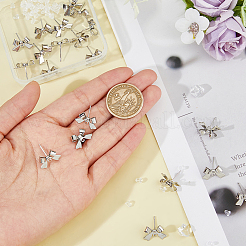 20Pcs Brass Bowknot Stud Earring Findings&nbsp;KK-FH0007-23