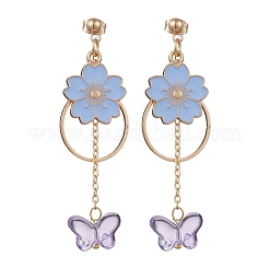Golden Alloy Enamel Flower Dangle Stud Earrings&nbsp;EJEW-JE05713
