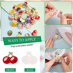 Summer Fruit Theme Polyester Embroidery Cloth Self Adhesive Patches&nbsp;PATC-WH0001-124