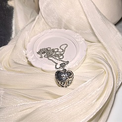 Vintage Plastic Carved Heart Pendant Ball Chain Necklaces for Women&nbsp;JL7014